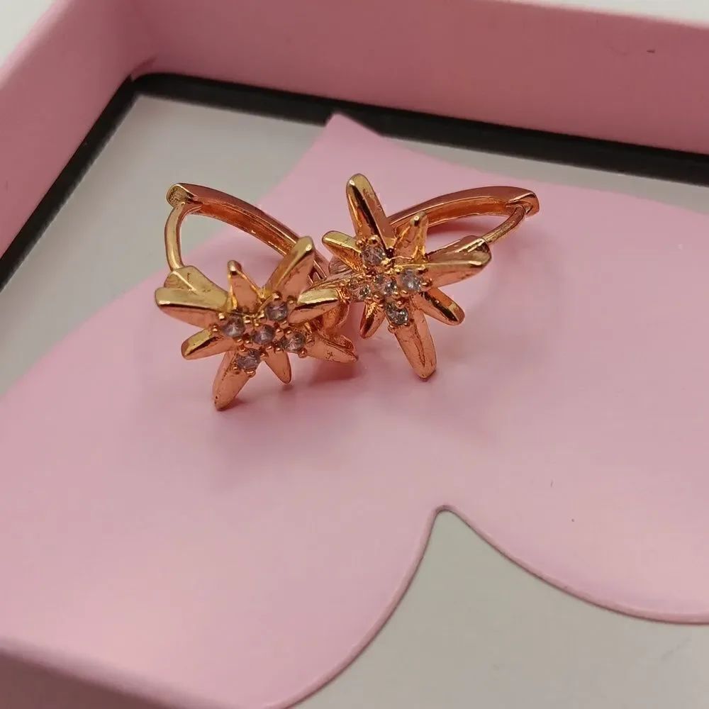 New Dozzior Huggie Starburst Earrings New In Box